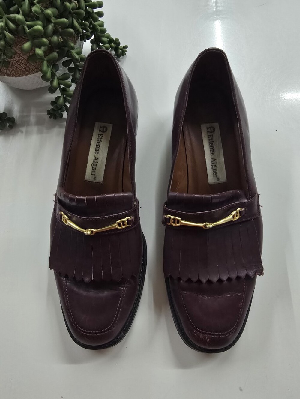 Etienne Aigner Vintage Leather Dark Brown Loafers - Picture 3 of 10
